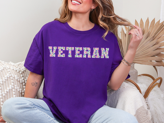 Floral University Veteran Tee