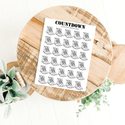 Countdown Boots Coloring Page