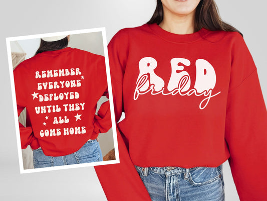 Retro Red Friday Sweatshirt – Remember Everyone Deployed